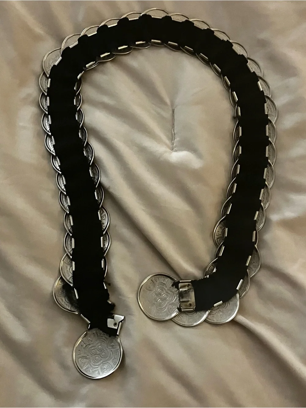 Vintage Silver Coin Stretch Belt Boho Festival Statement Disc one Size Fits Most